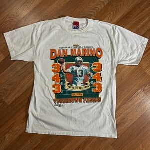 Vintage 90s Dan Marino Pro Threads Miami Dolphins TD Record T-Shirt White XL